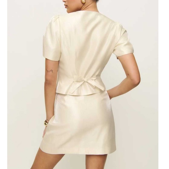 BEST Reformation Mika Two Piece Set of 2 Cream Light Beige Cocktail Party Causal - Picture 12 of 14